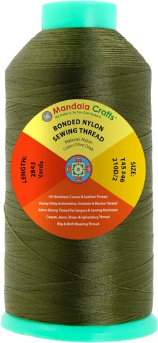 Miniatura 86 de Mandala Crafts - Hilo de nailon para coser cuero, tapicería, mezclilla y para trenzar el pelo; resistente, 1500 yardas, tamaño 69 T70 Marrón