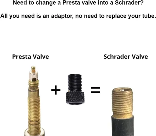 Miniatura 2 de Presta to Schrader - Adaptador de válvula para bicicleta, neumático de válvula Presta inflado con compresor de aire o bomba de bicicleta regular, 6
