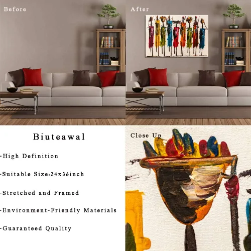 Miniatura 6 de Biuteawal Arte de pared afroamericano, decoración de mujer india, pinturas fotográficas, obras de arte decorativas abstractas para el hogar