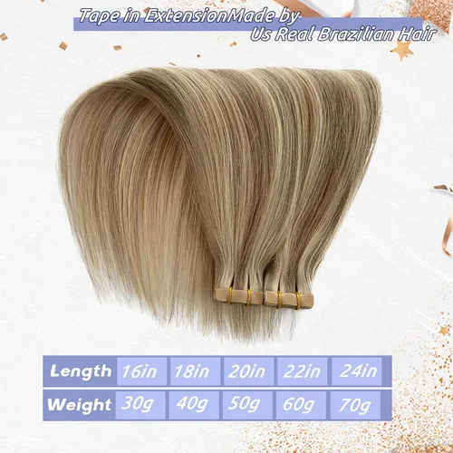 Miniatura 4 de Extensiones de cabello humano rubio con cinta, reflejos rubio ceniza y rubio platino, extensiones de cabello rubio platinado, cinta adhesiva