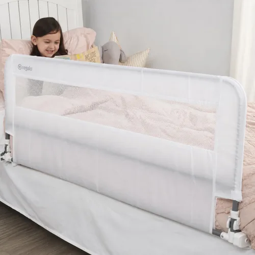 Miniatura 11 de Regalo Hideaway Barandilla de Cama Extra Larga de 54 Pulgadas, con Sistema de Seguridad de Anclaje Reforzado, Gris