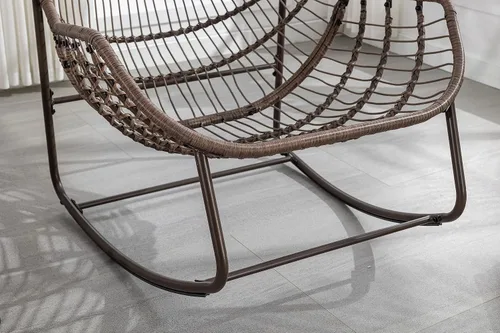 Miniatura 4 de Mecedora para patio al aire libre, silla Pa-Pasan, silla de huevo para exteriores, cómodas sillas tapizadas con cojín acolchado, adecuadas para Gris