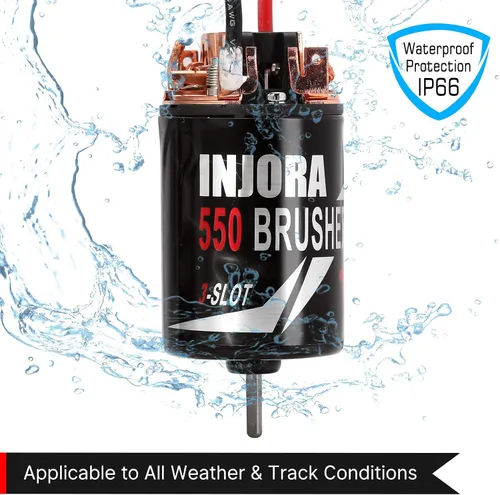Miniatura 5 de INJORA 550 Motor cepillado impermeable 3-Slot 11T Motor para escala 1/10 RC Car Crawler Truck Buggy Axial SCX10 AXI03007 JL 90046 TRX4 TRX6 (INM09)