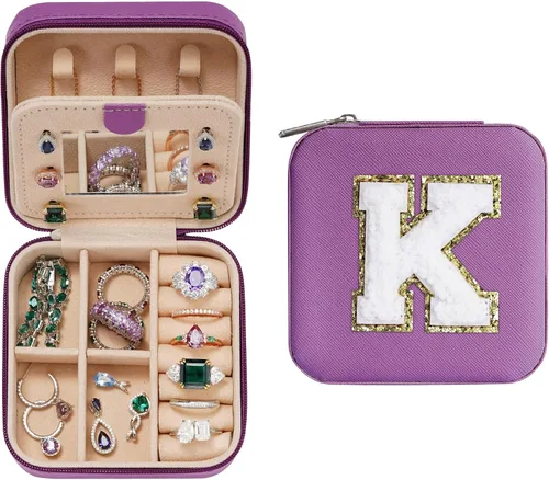 Parima Regalos para el día de la madre para mamá, pequeño joyero de viaje, joyero de viaje con espejo para collar, aretes, anillos, organizador