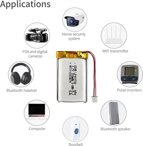 Miniatura 5 de EEMB Paquete de 4 baterías de polímero de litio 3.7 V 150 mAh 401730 Lipo batería recargable con conector Molex de cable para altavoz y dispositivo