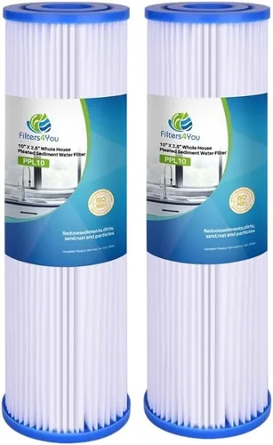 CFS Paquete de 2 cartuchos de filtro de agua plisados de poliéster para sedimentos compatibles con modelos W50PE, WFPFC3002, SPC-25-1050, FM-50-975