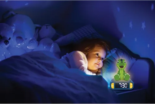 Miniatura 4 de Lexibook - Reloj despertador de dinosaurio con luz nocturna, para niños y niñas, con función de repetición, azul/verde - RL800DINO