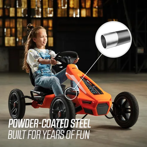 Miniatura 5 de BERG Pedal Kart Rally NRG Naranja Vehículo para niños, kart de pedal con asiento ajustable, con rueda libre, juguetes para niños adecuados