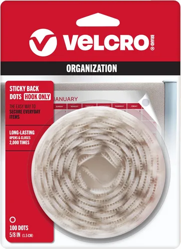 VELCRO Brand - Sujetadores adhesivos en la parte trasera, solo lado de gancho | Perfecto para el hogar u oficina | Monedas de 5/8 pulgadas | Paquete