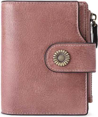 Miniatura 27 de FALAN MULE Cartera pequeña para mujer, de piel, plegable, compacta, pequeña, con bloqueo RFID, amarillo, antiguo (Antique Yellow), Cartera Rfid