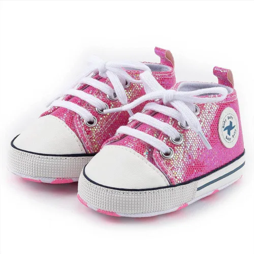 Miniatura 66 de Zapatos deportivos de lona de lona para bebés y niñas, suela antideslizante suave, suela antideslizante
