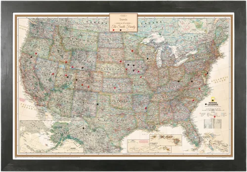Miniatura 23 de Push Pin Travel Maps - Executive US - Mapa de pines enmarcado con marco negro para rastrear tus viajes - 27.5 x 39.5 pulgadas - 8 opciones de marco