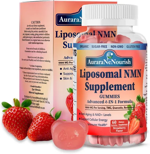 Suplemento NMN de 1000 mg puro, 4 en 1 liposomal NMN Resveratrol Suplemento gomitas con quercetina y TMG, mononucleótido de nicotinamida NAD+