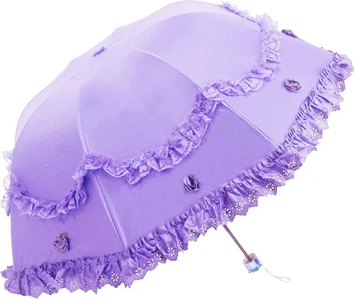 Miniatura 35 de Honeystore Paraguas plegable a prueba de rayos ultravioleta Princess Lace Parasol con cúpula anti-UV