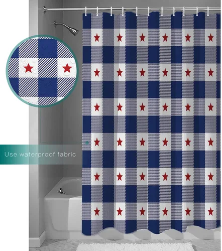 Miniatura 3 de Cortina de ducha del Día de la Independencia del 4 de julio, 72 x 72 pulgadas, cortinas de baño patrióticas con bandera estadounidense, cortina