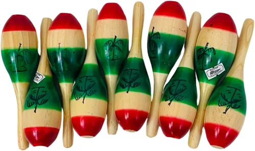Miniatura 5 de Leos Imports Maracas mexicanas hechas a mano, 3 colores de madera tradicional para Cinco de Mayo, bodas, fiestas y más