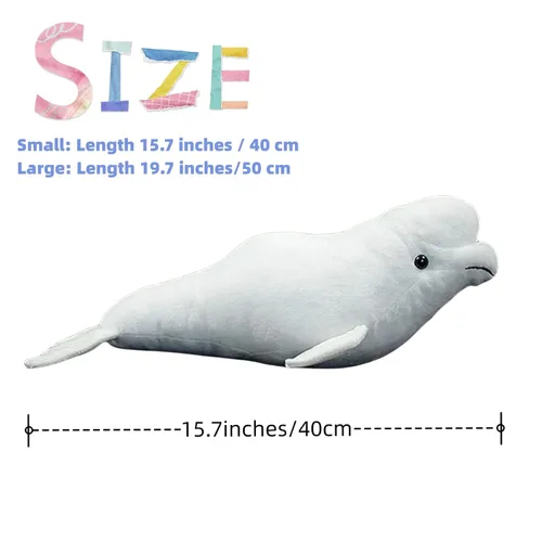 Miniatura 3 de FRANKIEZHOU Beluga - Peluche de ballena, juguete suave realista de 15.7 pulgadas, animal de peluche de criatura marina, juguetes de peluche, regalos
