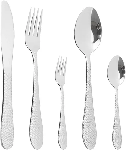 Miniatura 8 de Juego de cubiertos de acero inoxidable 18/10 de 5 piezas, cuchillo de cocina negro, tenedor, cuchara, vajilla para fiesta, cena, cubiertos, servicio