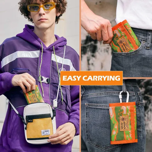 Miniatura 5 de Rough Enough - Carteras para niños y niñas, llavero de camuflaje triple pliegue