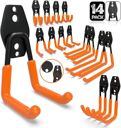 Miniatura 19 de 3-H Ganchos de pared de garaje, paquete de 14 unidades, ganchos de garaje resistentes, ganchos de almacenamiento de garaje para colgar y organizar