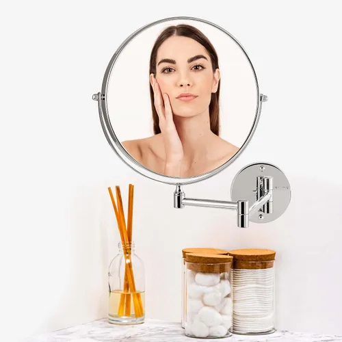 Miniatura 8 de OVENTE Espejo de maquillaje montado en la pared de 7 pulgadas con aumento 1X/10X, espejo redondo de tocador de baño de doble cara, diseño giratorio