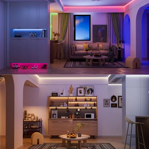 Miniatura 9 de PAUTIX - Tira de luces LED COB, 20 pies RGB+CCT 2700K-6500K luces LED blancas, tira de luces LED RGB regulable que cambia de color, con control