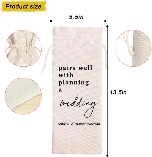 Miniatura 2 de Maydvdv Bolsa de vino para regalos de boda, bolsa de vino de compromiso, combina bien con la planificación de una boda, regalos de boda para pareja