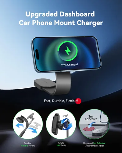 Miniatura 4 de Spedal Qi2 - Soporte magnético para cargador de coche de 15 W, para soporte de teléfono de coche compatible con MagSafe con imán fuerte, soporte