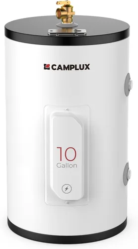 CAMPLUX - Calentador de agua eléctrico de tanque de 10 galones, calentador de agua caliente de punto de uso (ME100B) 120 V 1500 W, más fácil de usar