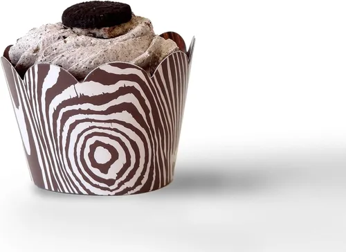 Miniatura 7 de Envoltorios de madera para cupcakes, 48 unidades, temática de bosque, decoraciones de fiesta occidental, decoración de campamento, tema de campo