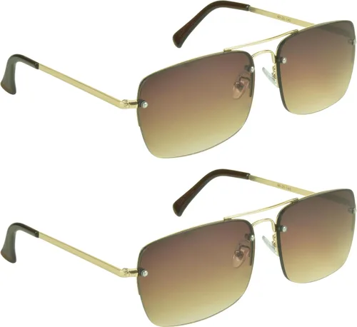 proSPORT Gafas de sol Lectores Lente Completo Cuadrado Aviador Sin Montura Metal Plata Oro Gradiente Gris Marrón Tinte Hombres Mujeres NO BIFOCAL