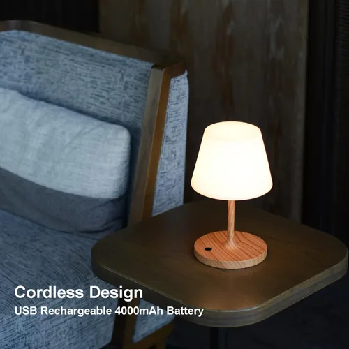 Miniatura 3 de Lámpara de mesa para exteriores, inalámbrica recargable por USB, 4000 mAh, LED de 2700 K, regulable al tacto, portátil, funciona con pilas, IP44