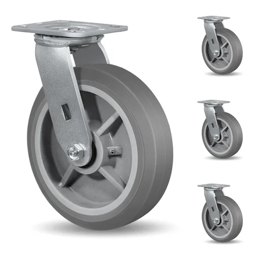 Miniatura 40 de Ruedas giratorias de alta resistencia 4x2, ruedas industriales, ruedas de goma (banda de rodadura plana), juego de 1 con capacidad de hasta 450