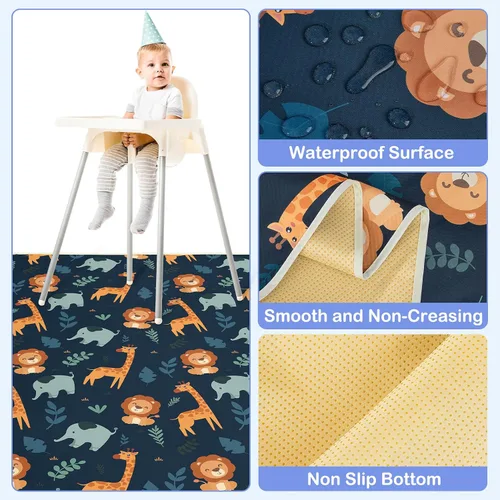 Miniatura 4 de Basumee Tapete de Splat Mat para silla de bebé, impermeable, tapete de salpicaduras para debajo de la silla alta, tapete para atrapar alimentos