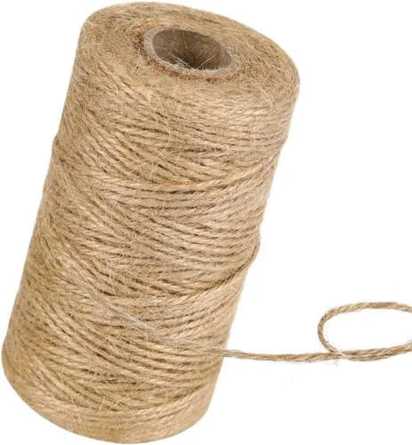 Miniatura 9 de Cuerda de yute de 3 capas de 0.079 pulgadas de diámetro, cuerda de arpillera para jardinería, artes y manualidades o envoltura de regalos, natural