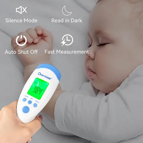 Miniatura 3 de Berrcom - Termómetro infrarrojo sin contacto para la frente para adultos y niños, termómetros digitales de fiebre 3 en 1 con pantalla LCD y alerta