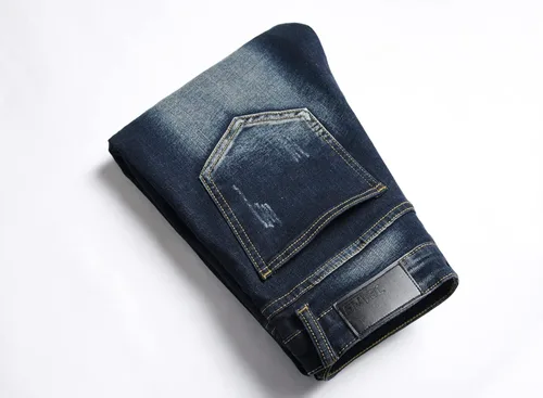 Miniatura 9 de OIIIO Jeans elásticos rasgados de ajuste regular para hombre