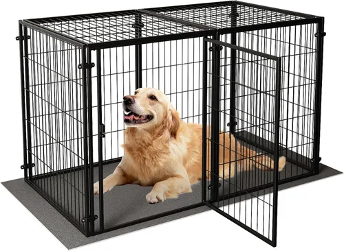 Miniatura 7 de XPIY Jaula grande para perros – Perrera de metal para perros medianos y pequeños, segura para interiores y exteriores, jaula grande para cachorros