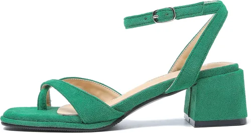 Miniatura 6 de fereshte Women's Ankle Strap Thong Sandal Open Toe Strappy Low Block Heels Sandals