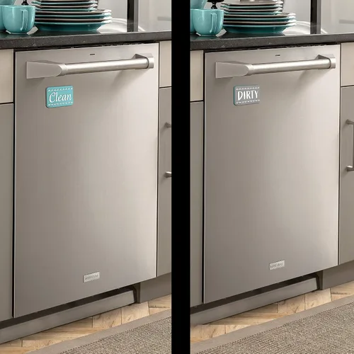 Miniatura 4 de Letrero de imán para lavavajillas de color plateado aguamarina Clean Dirty, indicador de lavavajillas de doble cara, imán universal fuerte sin