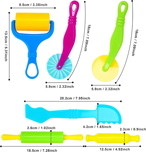 Miniatura 2 de Herramientas de arcilla, juego de herramientas de arcilla y masa para niños, kit de accesorios de masa artesanal con rodillo, espátula de corte