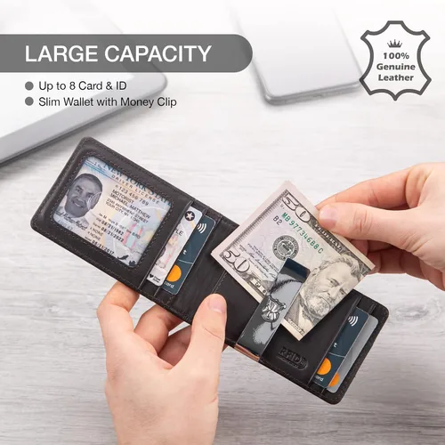 Miniatura 3 de KONACK Minimalist Wallet For Men with RFID Blocking Front Pocket Bifold Leather Mens Wallet with Gift Box