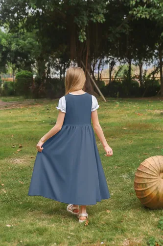 Miniatura 24 de Scarlet Darkness Vestido renacentista para niñas, disfraz de princesa medieval de dos piezas, 7-14 años