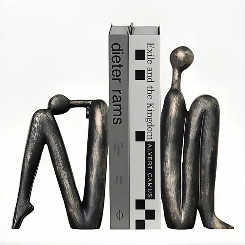 Sujetalibros, Sujetalibros de Resina Antideslizantes para Libros Pesados, Sujetalibros para Estantes Decorativos, Decoraciones Creativas para