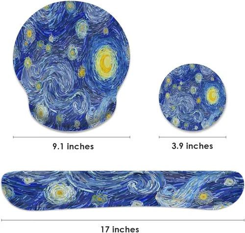 Miniatura 2 de Britimes Juego de alfombrillas ergonómicas para mouse con reposamuñecas, cielo nocturno abstracto, base de goma antideslizante, soporte para muñeca