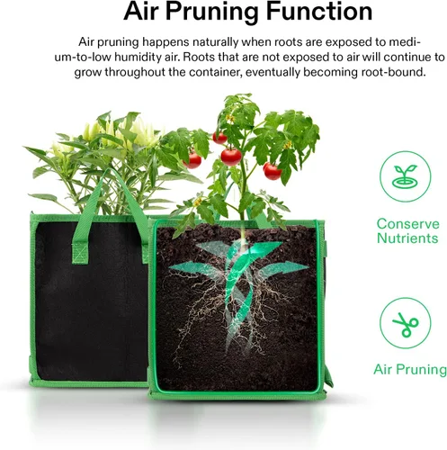 Miniatura 6 de VIVOSUN Paquete de 5 bolsas de cultivo cuadradas de 3 galones, macetas gruesas de tela cúbica no tejida con asas para jardinería interior y exterior