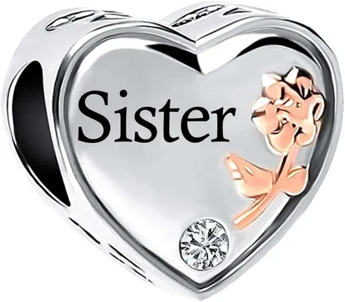 Miniatura 2 de KunBead Abalorios para mujeres y niñas, con texto en inglés "I Love You" con diseño de corazón y rosa para cumpleaños compatibles con pulseras