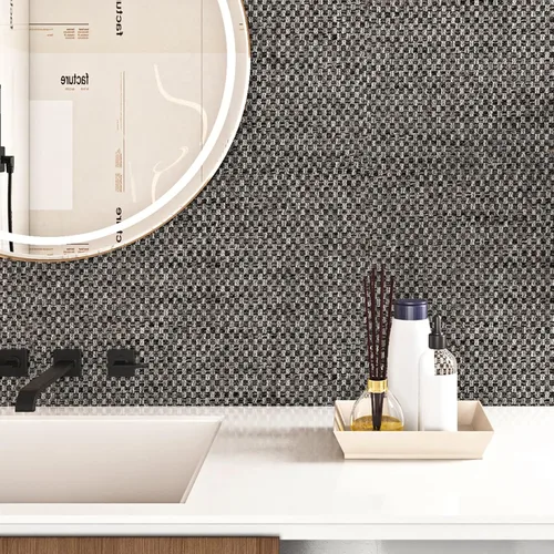 Miniatura 8 de ReWallpaper - Papel pintado de despegar y pegar de color gris oscuro moderno, de tela de hierba para paredes de baño y dormitorio, 17.5 pulgadas ×