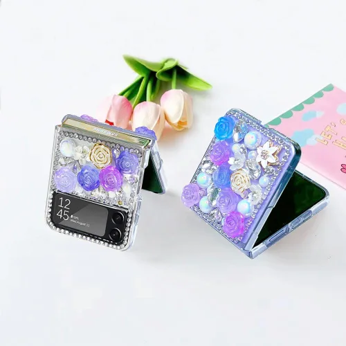 Miniatura 3 de Funda para Samsung Galaxy Z Flip 3 con purpurina, bonita funda transparente con diseño, brillante, reflectante, con destellos, cubierta de teléfono
