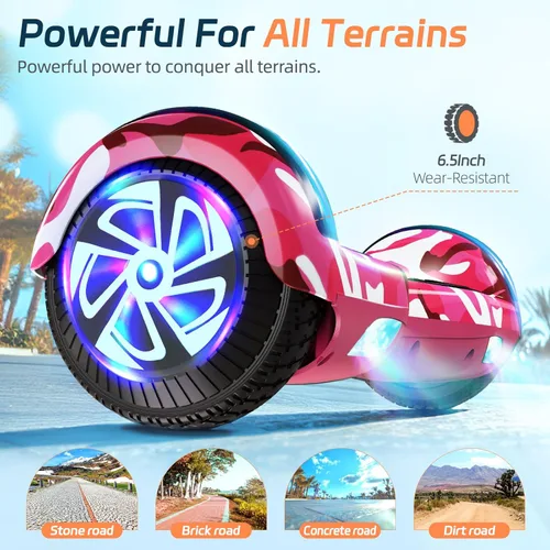 Miniatura 2 de Scooter con luces LED Bluetooth Corlorful, ruedas de 6.5 pulgadas, scooter de motor dual de 300 W para niños, niñas, niños y adultos, todas